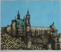 Lot 746 - Richard Beer, Venetian Roofs, signed lithograph.