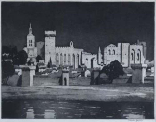 Lot 757 - Norman Janes, Palace of the Pope, Avignon, aquatint.