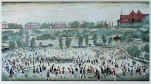 Lot 760 - After Lowry, Peel Park, signed print.