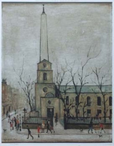 Lot 763 - After Lowry, St Luke's Church, signed print.