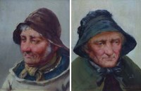 Lot 777 - D.W. Haddon, Portraits of an elderly couple, oil (2).