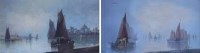 Lot 787 - J Bale, Maritime scene with sailing vessels, oil (2).