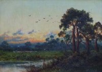 Lot 801 - Daniel Sherrin, Evening on the Common, oil.