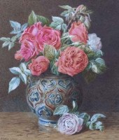 Lot 822 - Marian Chase, Roses, watercolour.