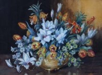 Lot 827 - Marion Broom, Still life with flowers, watercolour.