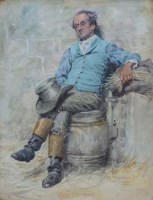 Lot 828 - Henry E. Tidmarsh, Seated figure, watercolour.
