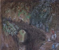 Lot 831 - Henry Perlee Parker, Bridge in the Chine, Shanklin, Isle of Wight, watercolour.