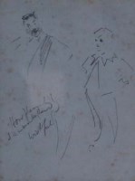 Lot 834 - Arthur Rackham, Figure study together with a sketch of an abbey, pencil (2).
