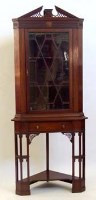 Lot 883 - Mahogany Chippendale style floor standing corner cupboard