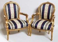 Lot 901 - Pair of Louis XVI style open arm chairs