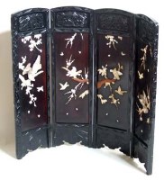 Lot 907 - Chinese black wood fire screen