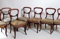 Lot 936 - Set eight Victorian mahogany balloon back dining chairs circa 1870