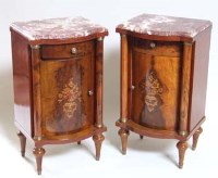 Lot 946 - Pair of neo classical walnut marquetry side cabinets