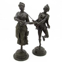 Lot 11 - Pair bronze figures.