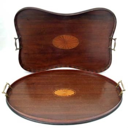 Lot 18 - Two inlaid mahogany trays.