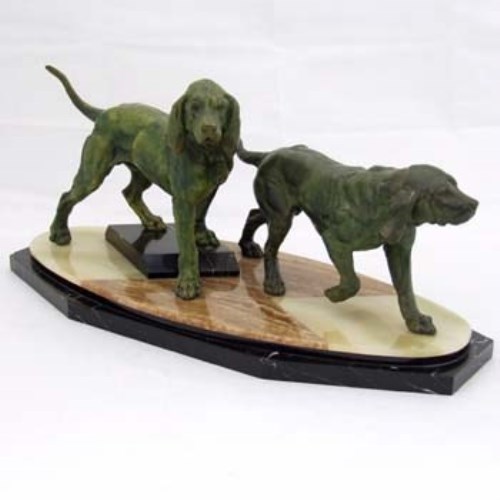 Lot 19 - Art deco style spelter dogs group.