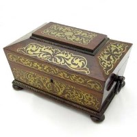 Lot 25 - Rosewood and brass inlaid sewing box.