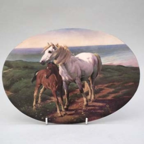 Lot 179 - Minton plaque by Je Dean, horse and foal.