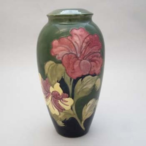 Lot 206 - Moorcroft green ground lamp base.