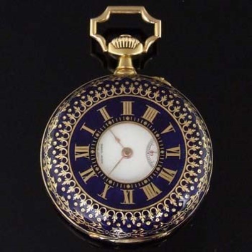 Lot 388 - Theodore B Starr gold and enamel fob watch