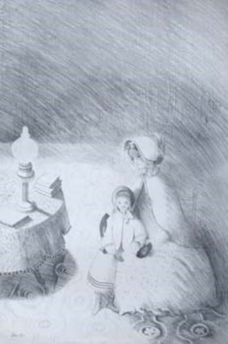 549 - Mary Fedden, Mother and Child, pencil