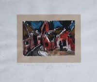 Lot 576 - Josef Herman, village scene, lithograph