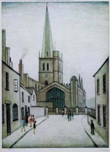 Lot 587 - After L.S. Lowry, Burford Church, signed print
