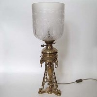 Lot 8 - Victorian brass oil lamp (converted to electric)