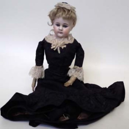 Lot 71 - French doll mid 19th century with dome head and