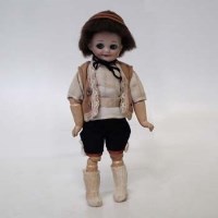 Lot 76 - Small AM googly eyed doll with jointed body.