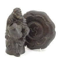 Lot 90 - Bronze figure of a gentleman with wood stand.