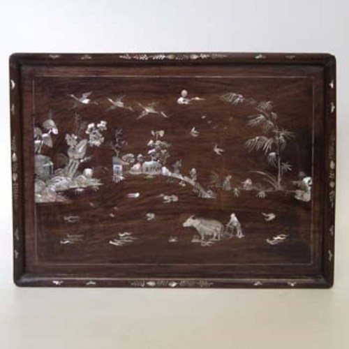 Lot 103 - Mother-of-pearl inlaid tray.