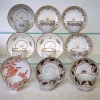 Lot 117 - Nine English porcelain cups and saucers.