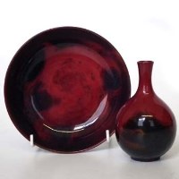Lot 138 - Royal Doulton sung bowl and a flambe vase.