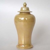 Lot 148 - Ruskin vase and cover   decorated with a yellow