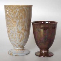 Lot 158 - Two Ruskin flared vases,   one decorated with a