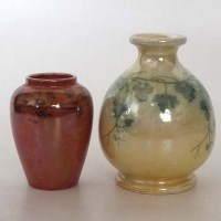 Lot 159 - Two Ruskin vases   painted with leaf and berry