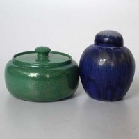Lot 161 - Ruskin ginger jar and a lidded box   decorated