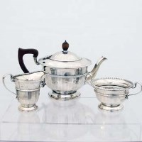 Lot 200 - Fluted silver teaset (3 piece).