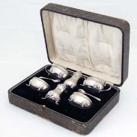 Lot 222 - Cased six-piece silver condiment set