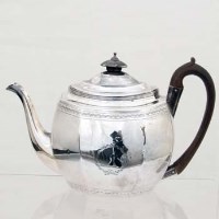 Lot 230 - George III silver teapot, Crispin Fuller, London
