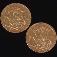 Lot 242 - Two Victoria Melbourne old head sovereigns, 1889