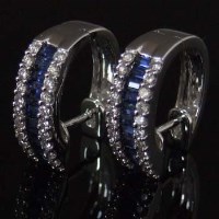 Lot 281 - Sapphire and diamond earrings