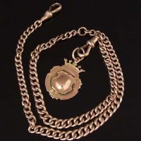 Lot 282 - 9ct gold flat curb chain with fob.