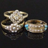 Lot 297 - Victorian turquoise and pearl ring, Edwardian
