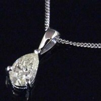 Lot 318 - 18ct white gold diamond pear cut pendant
