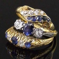 Lot 330 - Two 18ct and a 22ct gold sapphire and diamond