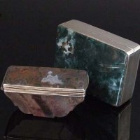 Lot 343 - Two silver mounted agate boxes.