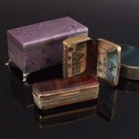 Lot 344 - Charoite box and 3 agate boxes.