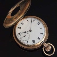 Lot 347 - 9ct gold half hunter pocket watch (keyless).